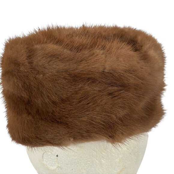 Franklin Simon Accessories - Franklin Simon Mink Fur Hat Vintage Brown Winter Union Made Label Tag UHCMW 60s